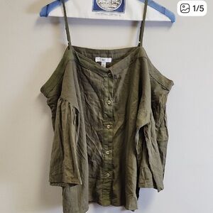 BP Olive Green Off-Shoulder Blouse Women’s Size Large